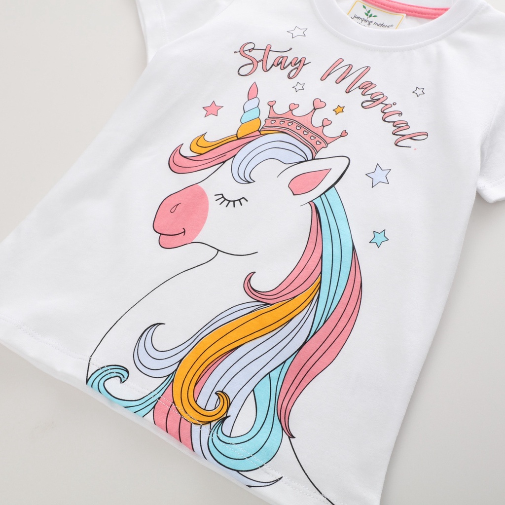 Áo thun hè cotton Jumping trắng Pony JM67053 cho bé gái 2-8 tuổi Mẫu mới 2022 - Little Maven Official Store