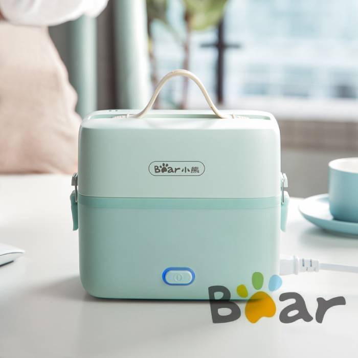 [Bear Chính Hãng] Hộp cơm điện Bear DFH-B12E1 màu xanh, dung tích 1.2L, công suất 270W, gồm 2 khay 3 ngăn sức chứa lớn.