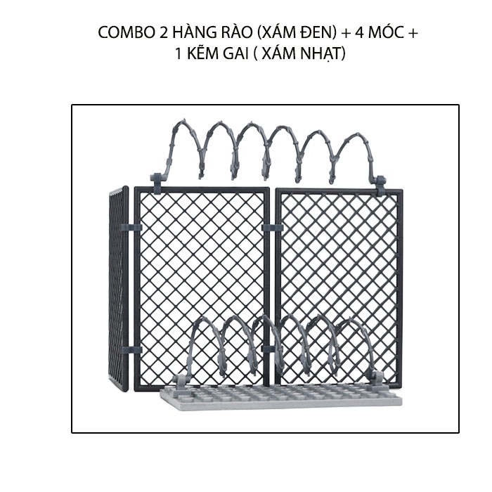 Đồ chơi lắp ráp swat army , mô hình lắp ghép quân sự - Combo 1 hàng rào + 2 móc khoá