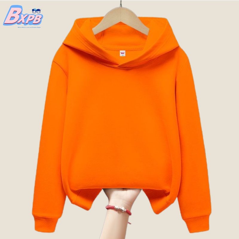 Áo Hoodie Dáng Rộng Thoải Mái Màu Trơn Thời Trang Cho Bé 3-15 Tuổi