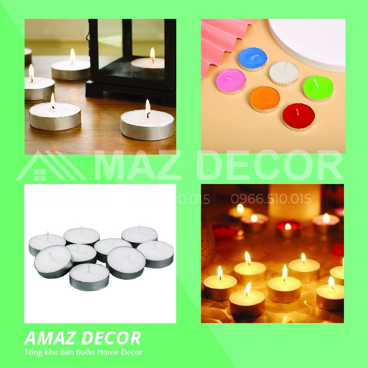 [Giá sỉ] Hộp 10 viên nến tealight hanmade (dùng đun bếp cafe, đèn xông tinh dầu) không làm đen đế đun