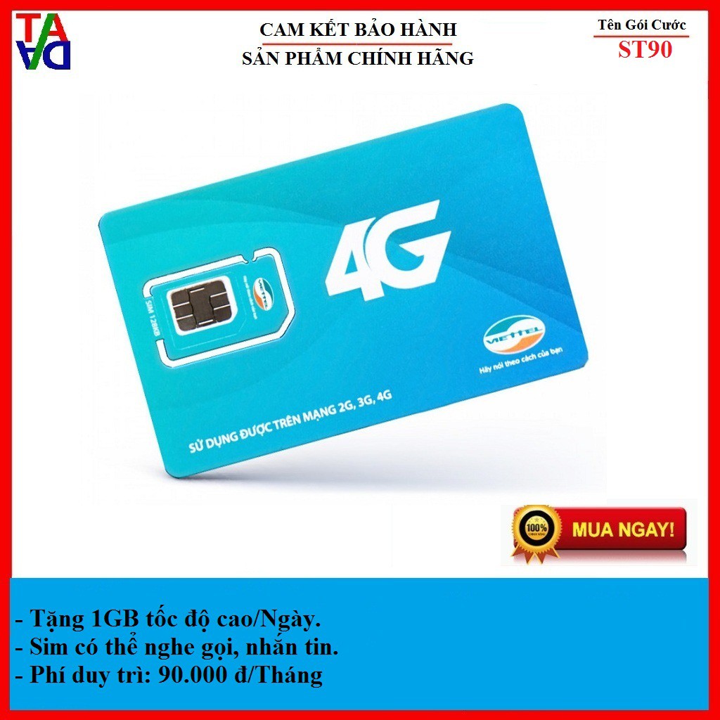 Sim 4G Viettel ST90 Tặng 1GB/Ngày, Có Thể Nghe Gọi - Hàng Chính Hãng