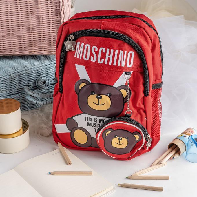 Ba Lô Vải Bố In Hình Gấu Moschino