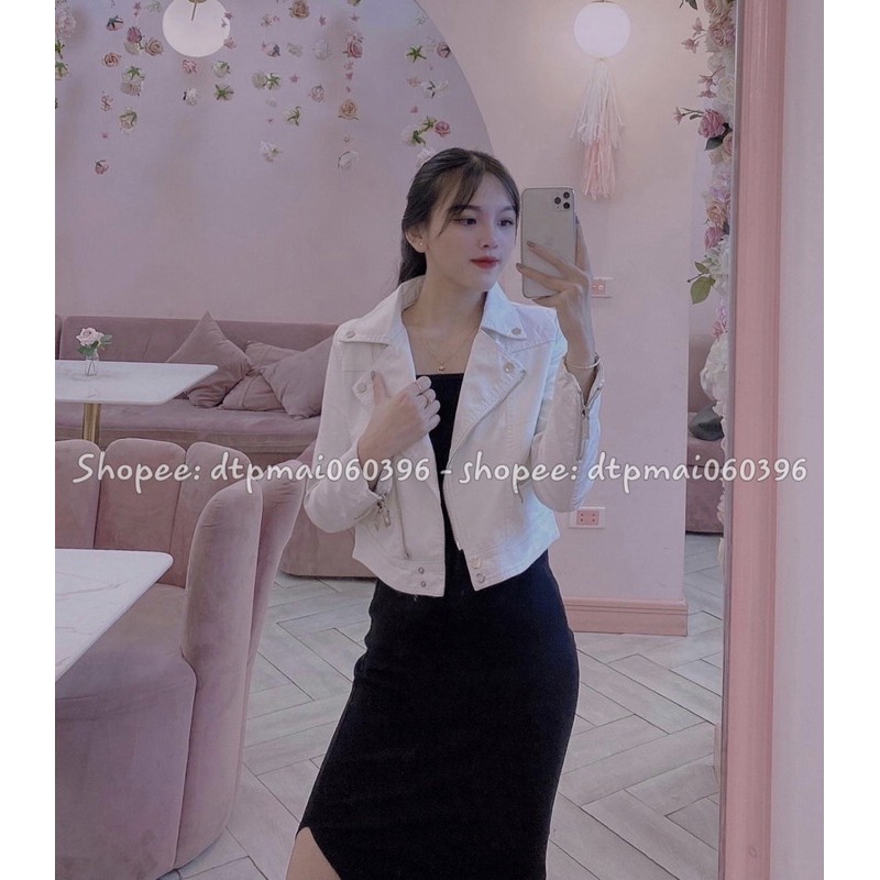 Bán sỉ Áo da khoá ngang màu đen, trắng, hồng, nude hàng Quảng Châu | BigBuy360 - bigbuy360.vn