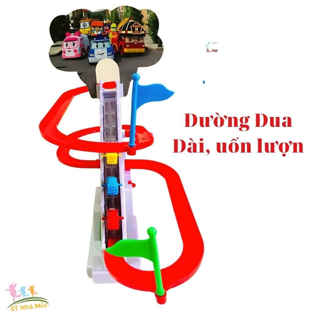 Đồ Chơi Đua Xe Robocar Poli - Bộ Mô hình Đường Đua Ô Tô Leo Thang, Bậc Thang - Cầu Trượt Vui Nhộn- ALOKIDS TB