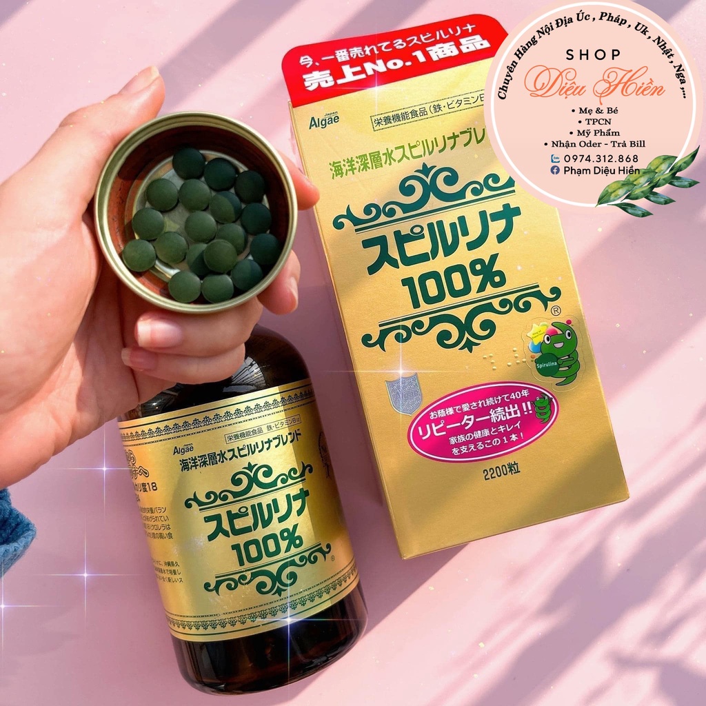 Tảo Xoắn Spirulina Nhật Bản Hộp 2200 Viên