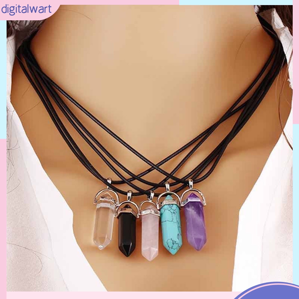 Vòng Cổ Dây Giả Da Đính Đá Màu Thời Trang Unisex