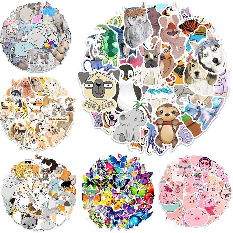 50 Miếng dán 17 kiểu hình động vật hoạt hình dễ thương