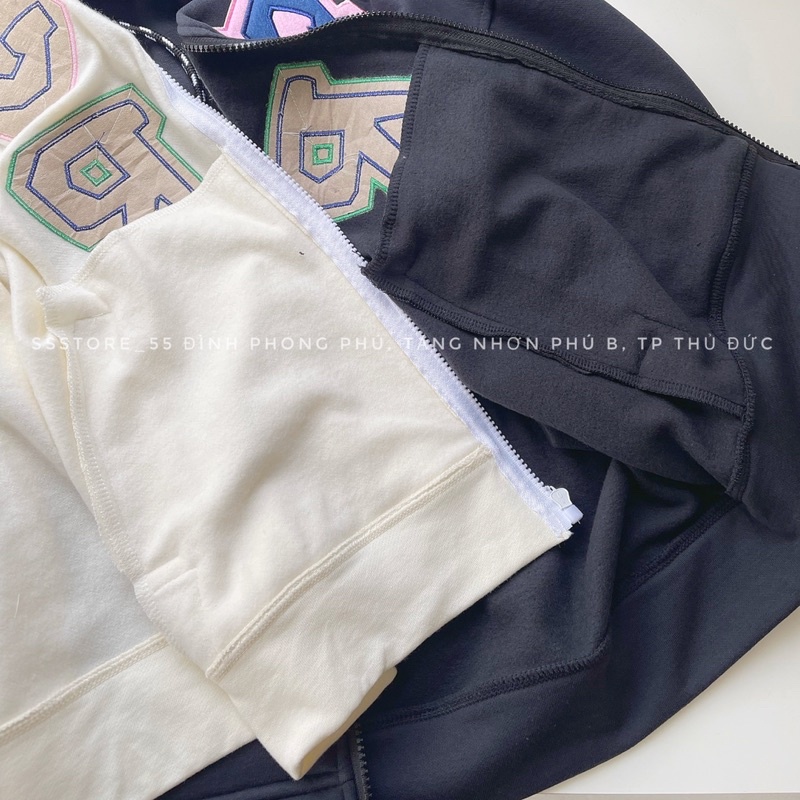 Áo Khoác nỉ zip thêu chữ GSNR 2 màu form rộng unisex nam nữ