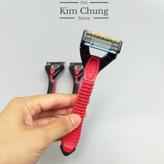 Set 3 dao cạo râu 5 lưỡi kép Ignis KAI cán đỏ hàng Nhật nội địa