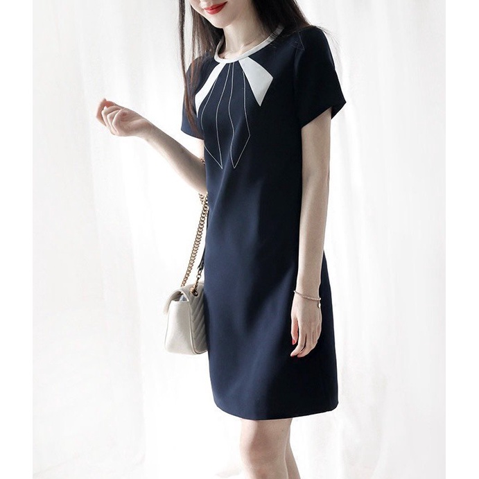 VÁY ĐẦM CÔNG SỞ VÁY SUÔNG ĐEN TAY NGẮN V156