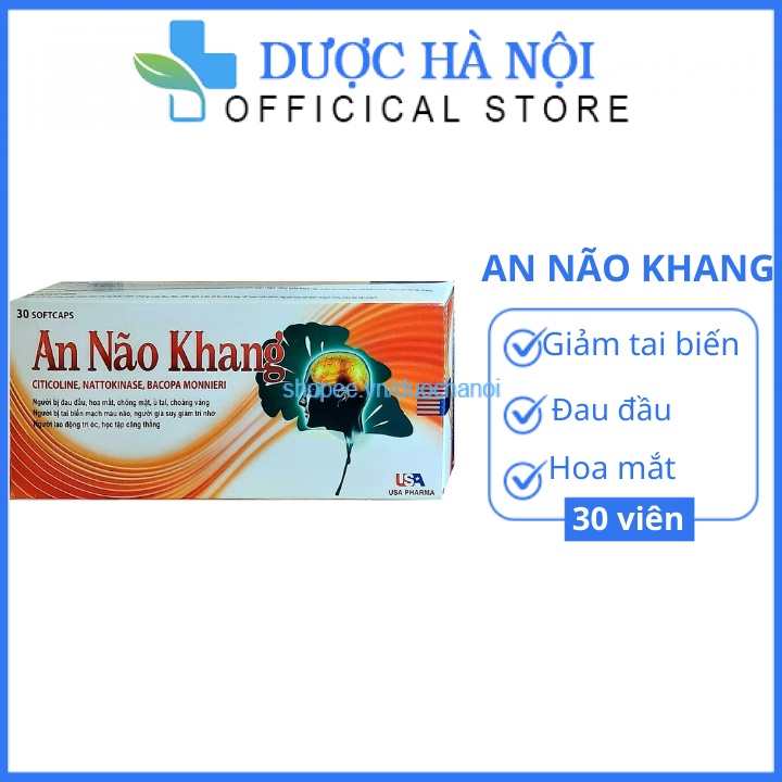 Hoạt huyết dưỡng não Ginkgo Biloba An Não Khang tăng cường trí nhớ hộp 30 viên
