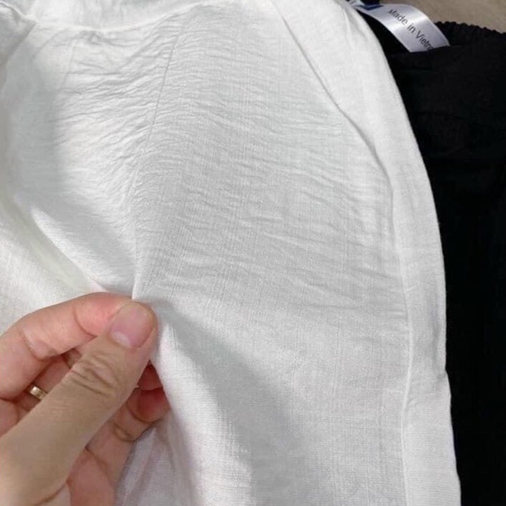 Quần ống rộng nữ Ladya dáng suông chất đũi xước G.U cạp cao chun lưng M813
