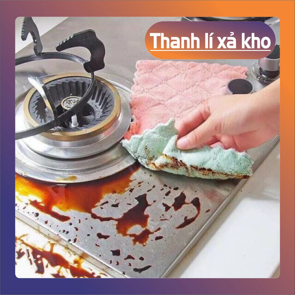 [RẺ VÔ ĐỊCH-1K] Khăn lau đa năng bếp, bát đĩa, cốc chén thấm nước chống dính dầu mỡ hai mặt loại to