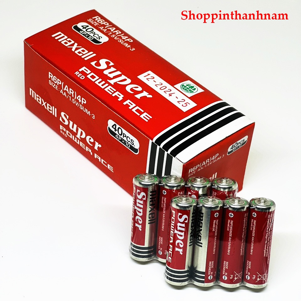 Hộp 40 Viên Pin AA Maxell ( pin tiểu ) Siêu Bền R6P Chính Hãng