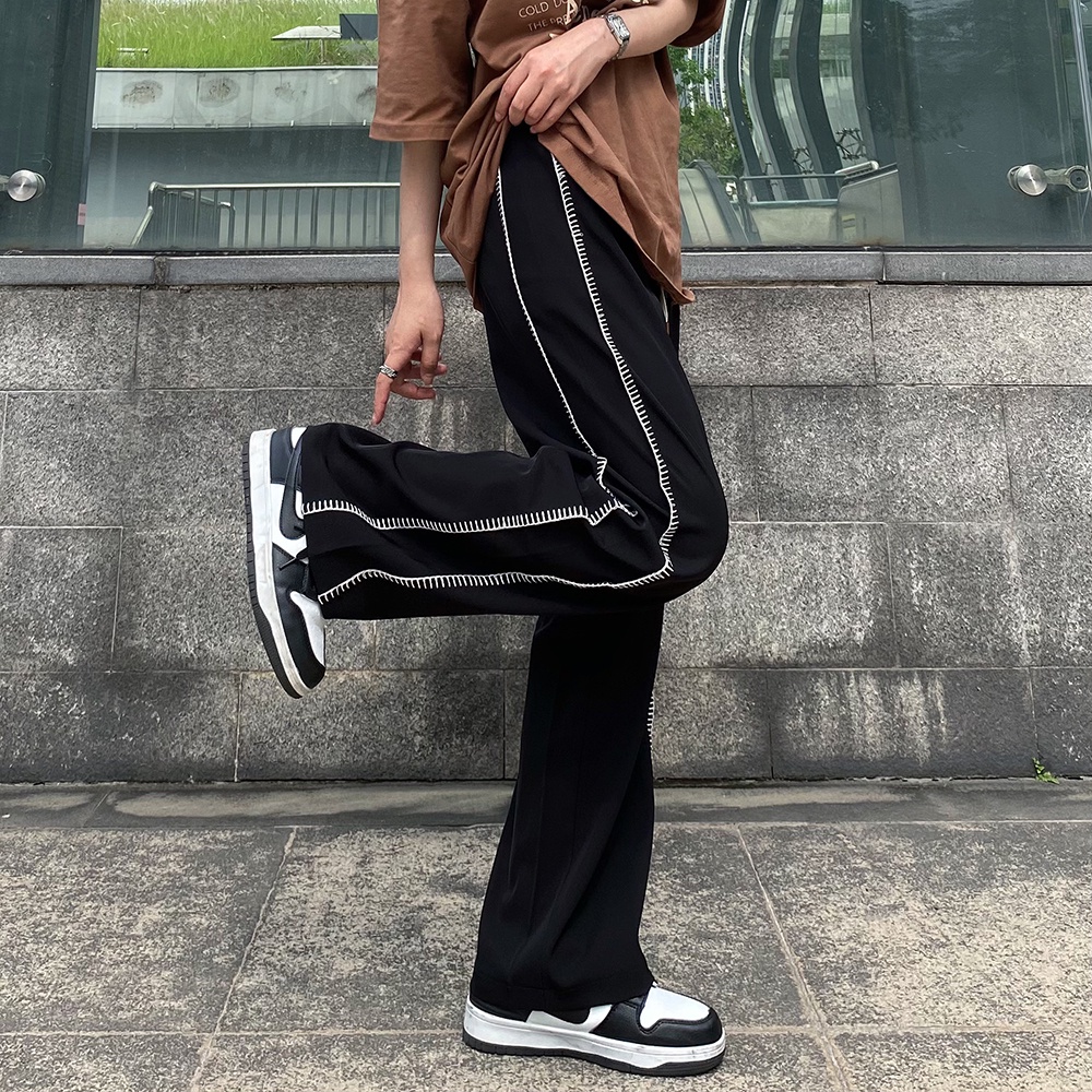 Quần Thể Thao Ống Rộng Lưng Cao Phong Cách retro Mỹ Cho Nữ