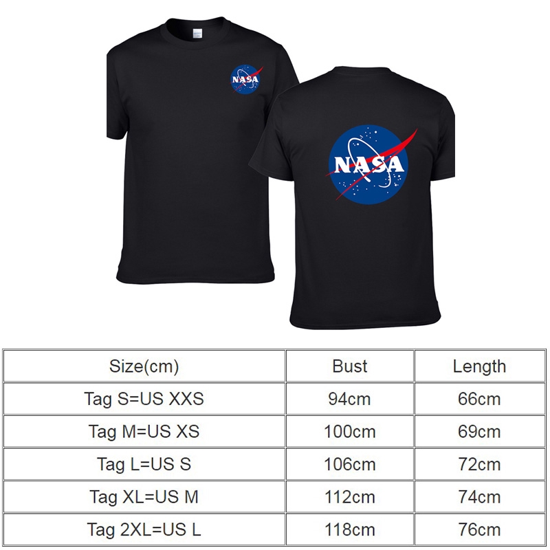 Áo thun cotton logo NASA tay ngắn phong cách retro cho nam