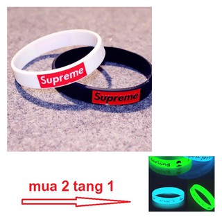 Bộ 2 Vòng Tay Nam Nữ Cao Su Suprem Cá Tính + Tặng Vòng tay dạ quang phát sáng trong đêm
