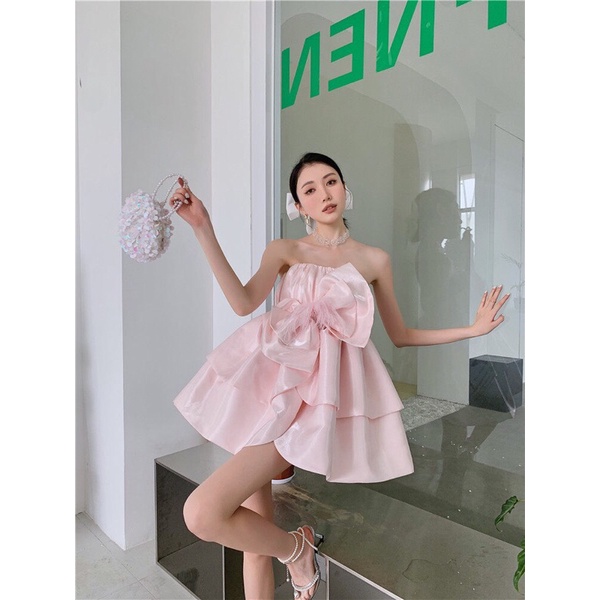 Váy công chúa đính nơ cúp ngực xinh xắn | BigBuy360 - bigbuy360.vn