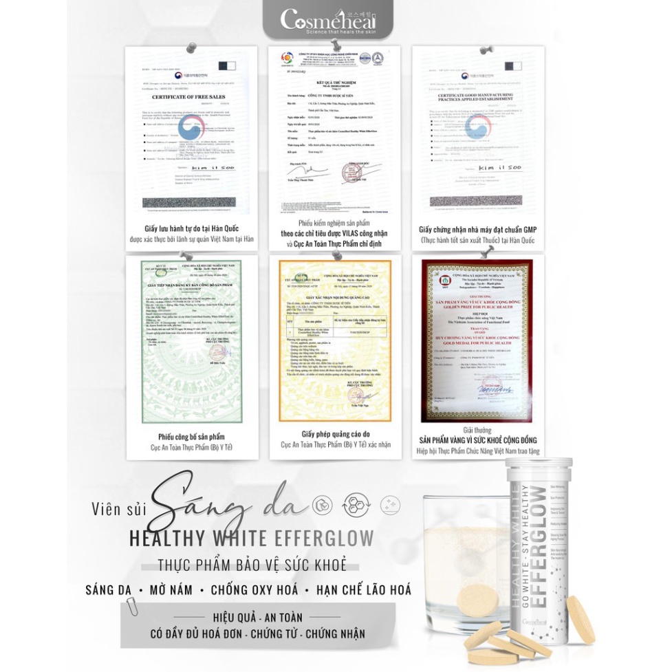 Viên Uống Trắng Da COSMEHEAL Healthy White Efferglow Làm Trắng-Chống Nắng-Tăng Đề Kháng-Hạn Chế Lão Hóa