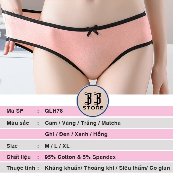 Quần lót nữ cotton cao cấp trơn viền đen toàn viền, quần lót cotton kháng khuẩn co giãn 4 chiều thoáng khí BB Store | BigBuy360 - bigbuy360.vn