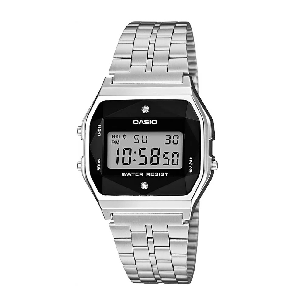 ĐỒNG HỒ ĐIỆN TỬ CASIO A159WAD-1DF GIÁ RẺ, ĐÍNH KIM CƯƠNG, CHÍNH HÃNG