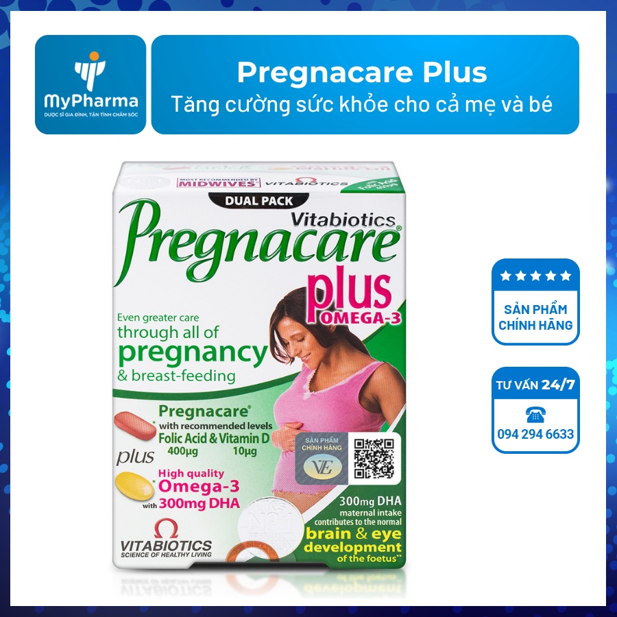 Pregnacare Plus – Tăng cường sức khỏe cho mẹ, bé phát triển toàn diện, chính hãng từ Vitabiotics Anh quốc