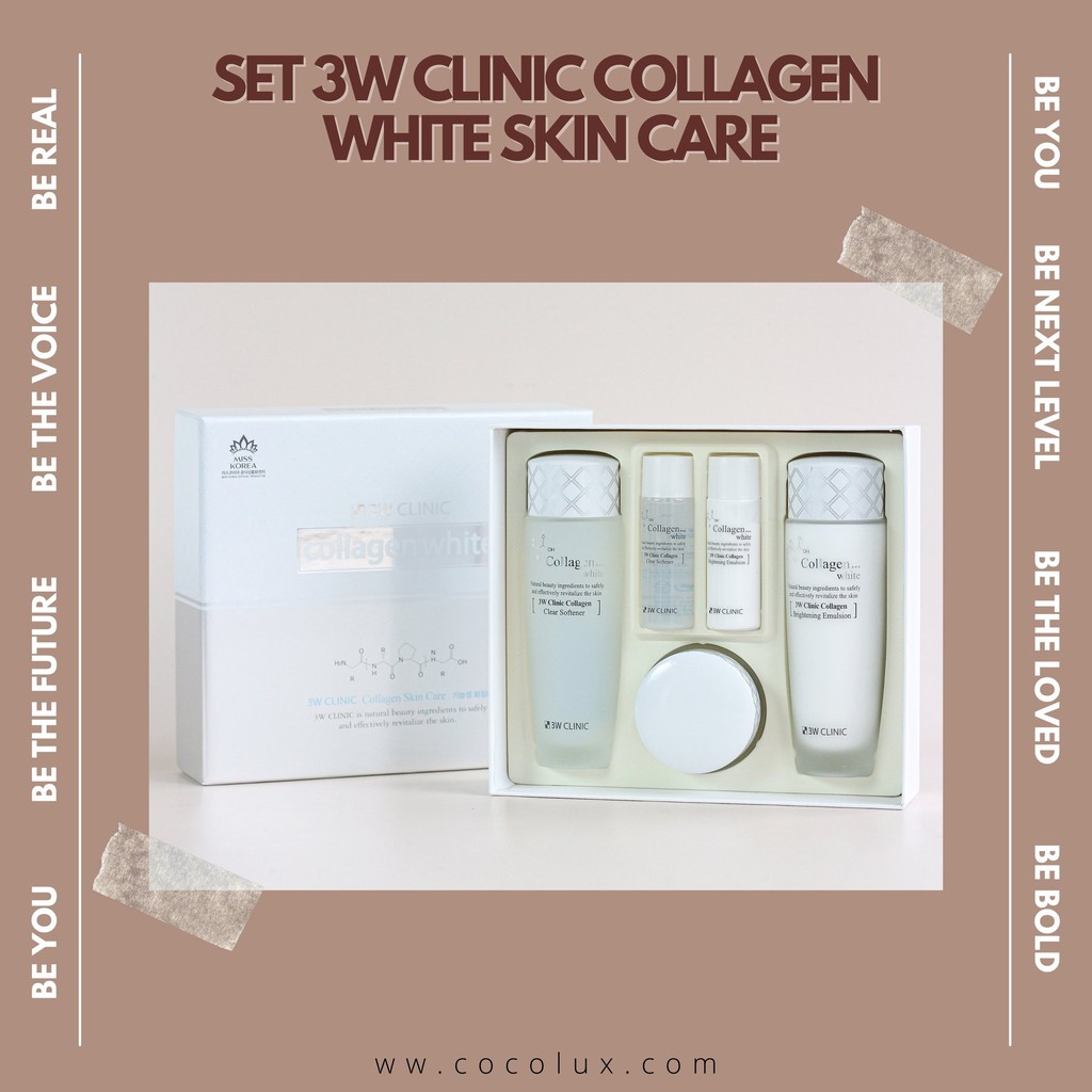 Set dưỡng trắng da 3w clinic collagen white skin care-[COCOLUX]