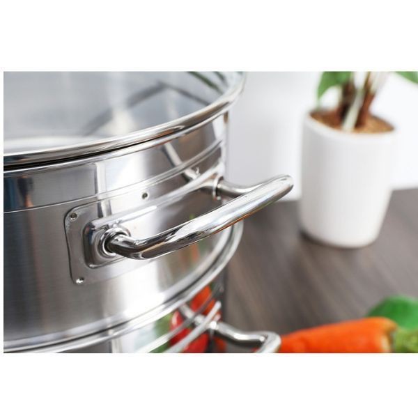 Bộ xửng hấp 3 đáy inox 430 FiveStar Standard  bếp từ nắp kính tặng 10 muỗng ăn