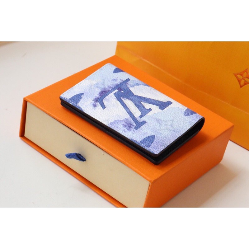 Ví bóp nam để thẻ cao cấp thương hiệu Louis Vuitton LV da thật màu nước hoạ tiết Monogram