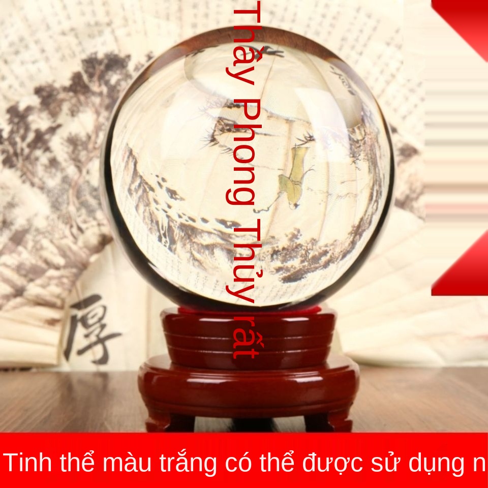 Đồ trang trí Quả cầu pha lê màu vàng trắng Phong thủy tinh tròn trong suốt xanh lam Tím hồng Nhà phốy mắn Vận chuyển