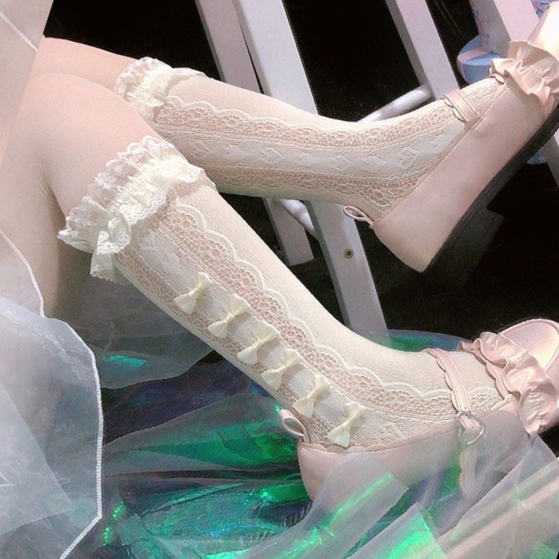 Vớ Ren Che Phủ Toàn Diện Đính Nơ Kiểu Lolita Gothic Dễ Thương Cho Nữ