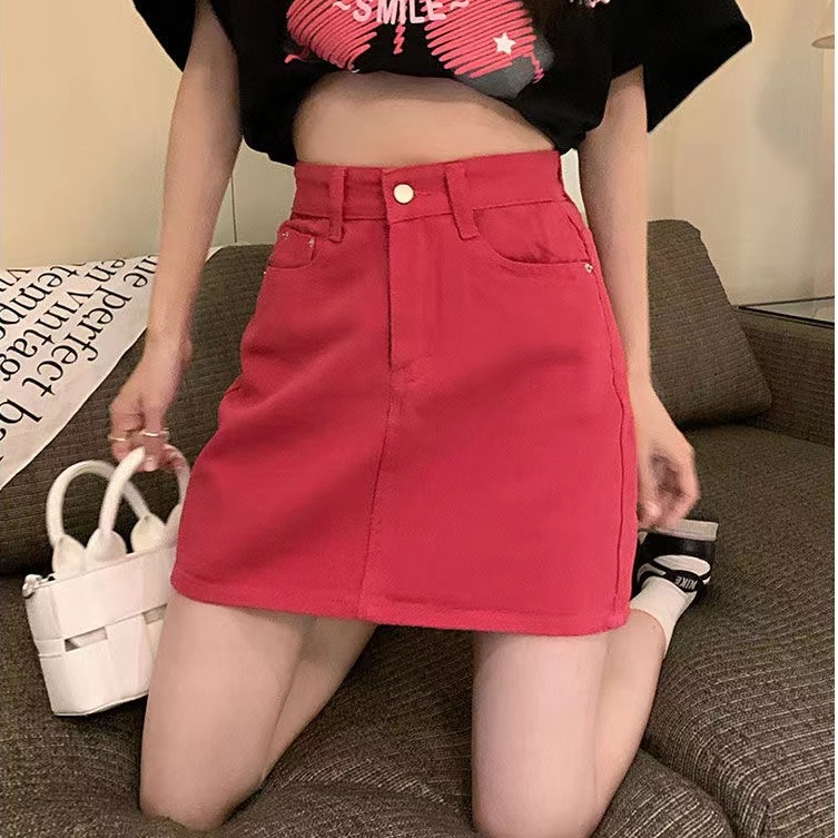 Chân Váy Jean Chữ A Lưng Cao Thời Trang Hàn Quốc
