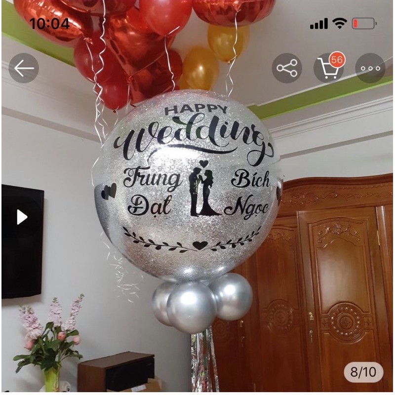Bóng jumbo nhũ + in decal chữ theo yêu cầu