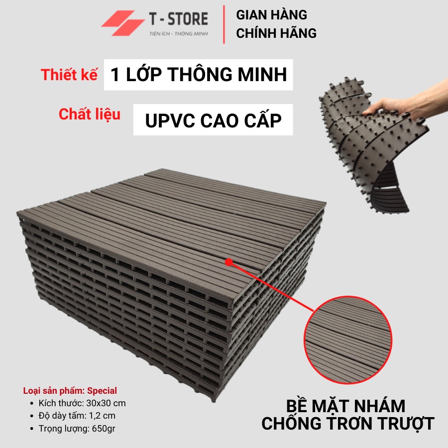 Tấm nhựa lót sàn ban công 12 nan giả gỗ Loại mới. Vỉ Lót sàn Ban Công/Nhà/Nhà Tắm/Hồ Bơi.