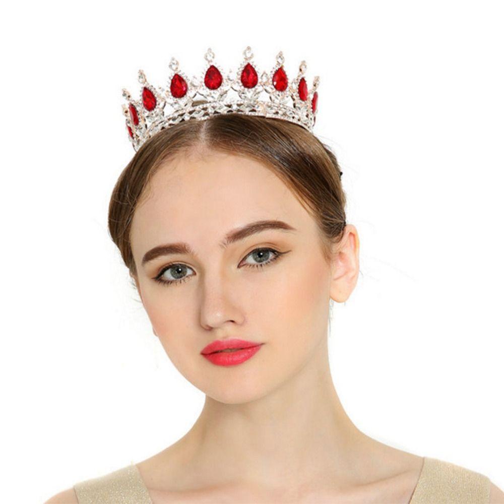 QQMALL Vương Miện Hợp Kim Đính Đá Đen Sang Trọng Cho Cô Dâu