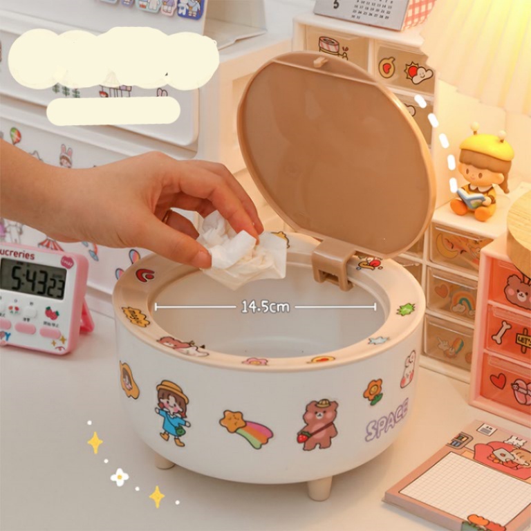 Thùng Rác Mini Để Bàn Hoặc Đựng Đồ Lặt Vặt Có Nắp Nhấn Nút (không kèm sticker)
