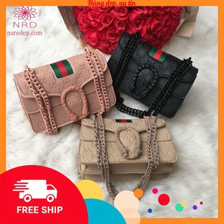 {HOT}Túi đeo chéo nữ 🔥 FREESHIP 🔥 Túi Xách Nữ Đầu Rồng Viền Sọc T065 SALE còn 99K
