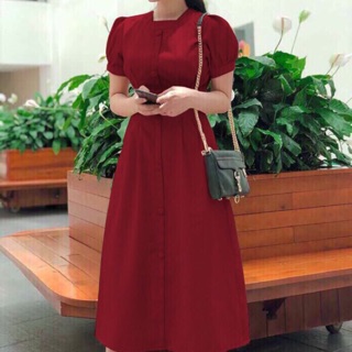Đầm midi nút bọc