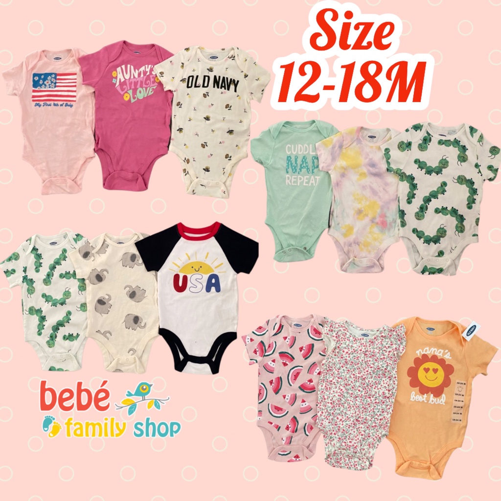 [12-18M] Set 3 Body chip cộc tay cho bé trai Oldnavy/ bodysuit cho bé trai xuất dư tay ngắn - bebefamilyshop