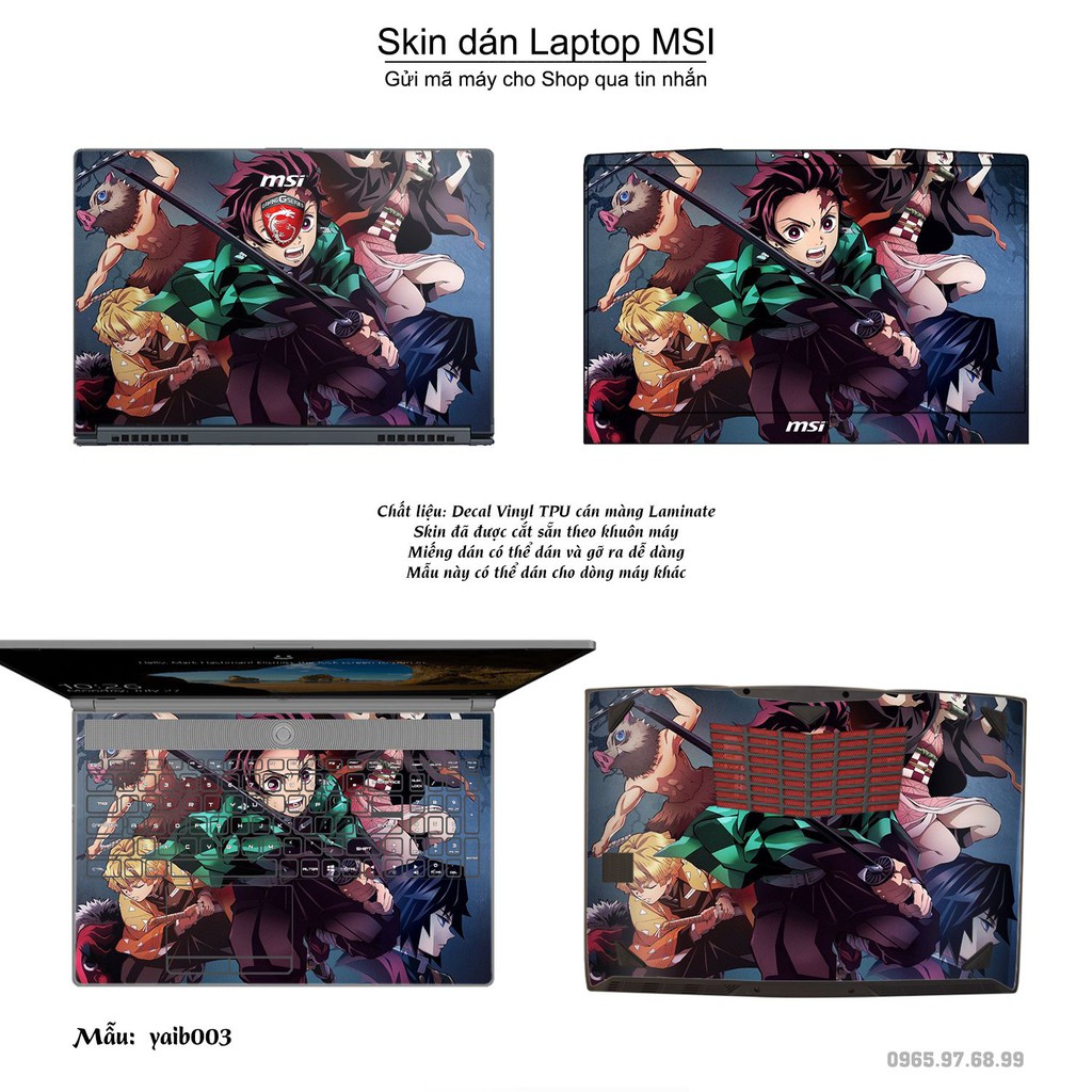 Skin dán Laptop MSI in hình Kimetsu No Yaiba (inbox mã máy cho Shop)