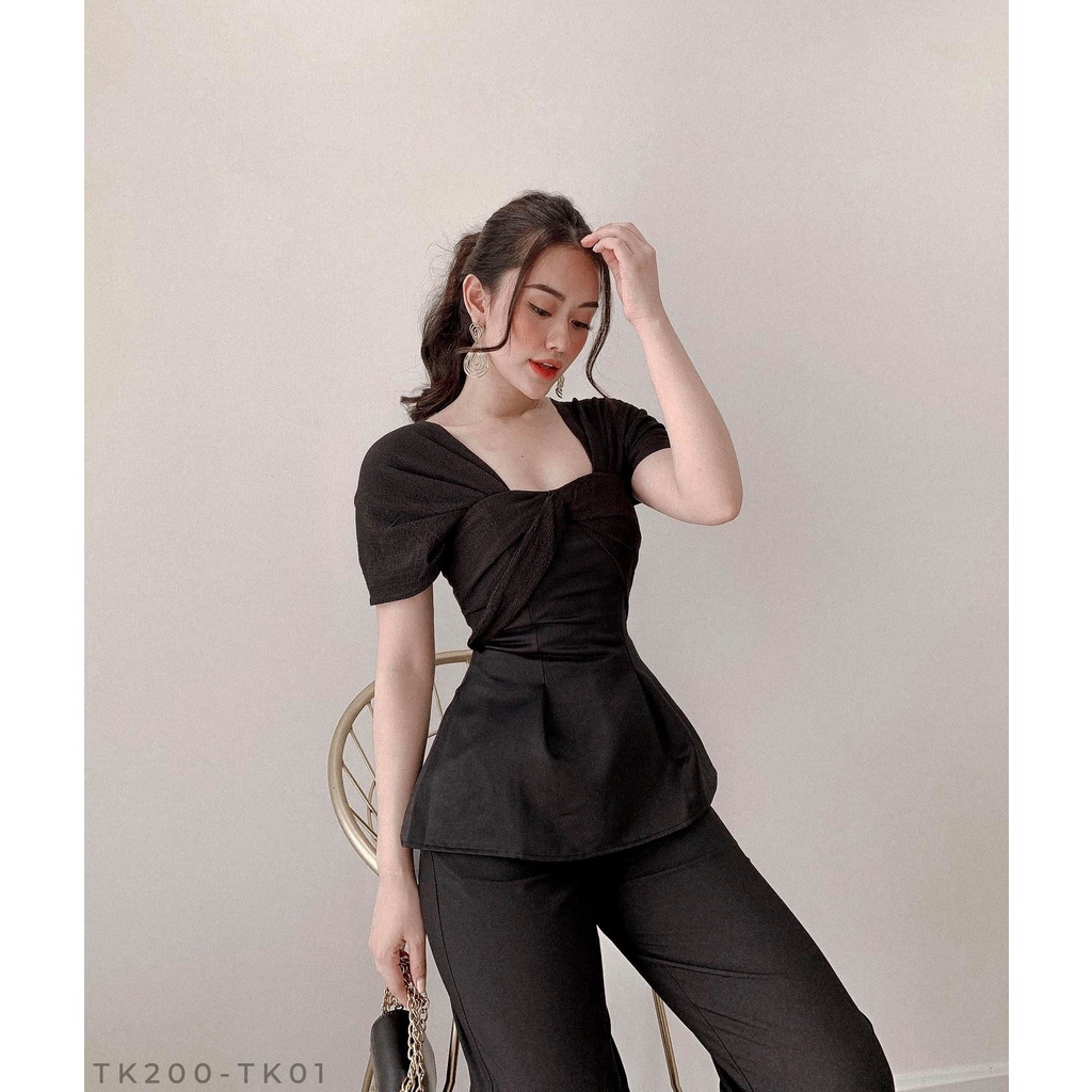 Áo peplum xoắn ngực chất liệu vải phi phối xốp gạo cực xịn