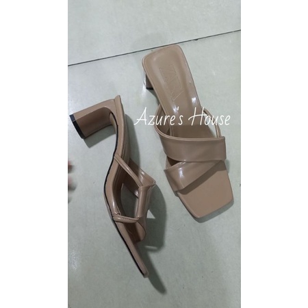 Guốc da Zara quai chéo phối mảnh, 4 màu trắng, vàng, đen, nude dễ phối