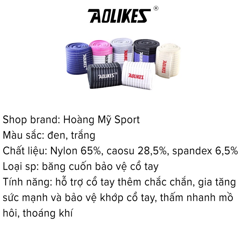 Băng cuốn bảo vệ cổ tay Aolikes, hỗ trợ cổ tay chắc chắn, thấm mồ hôi nhanh và thoáng khí