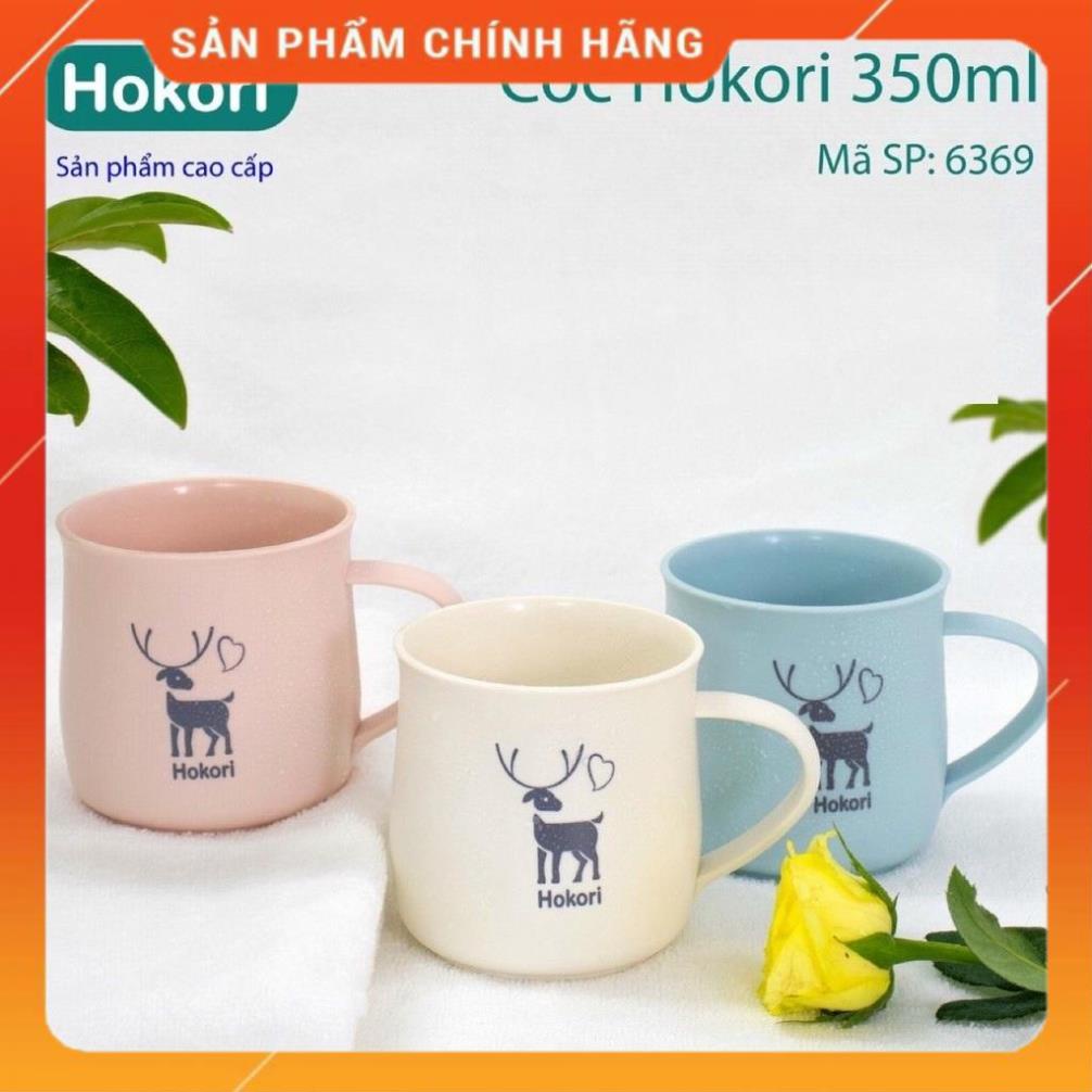 Cốc uống nước màu sắc xinh xắn, chịu nhiệt có quai cầm Hokori 350ml