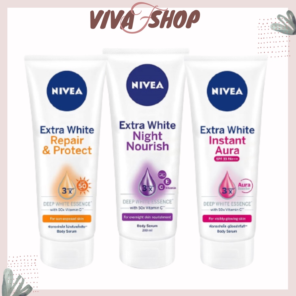 Serum dưỡng thể ban đêm Nivea Night Whitening Serum - kem dưỡng thể nivea Ban Đêm 200ml Chai dưỡng t