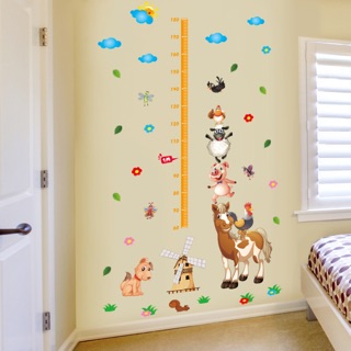 Decal tranh dán tường thước đo chiều cao nông trại vui vẻ