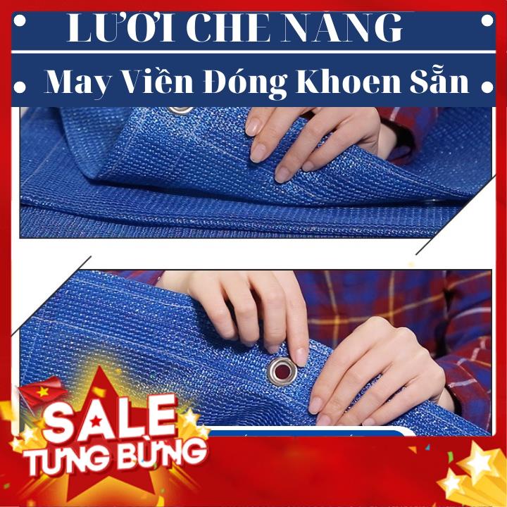 Lưới Che Nắng Nam Việt - Giá Bán Trên 1 Mét Vuông - Màu Xanh Dương - May Viền Đóng Khoen Sẵn