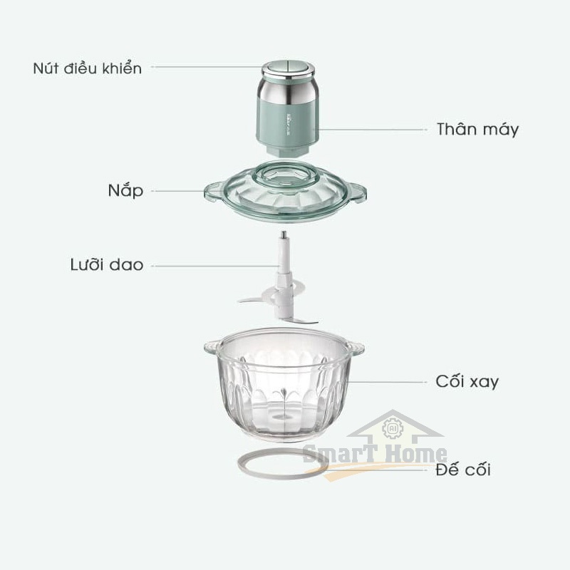 Máy Xay Thịt BEAR Chính Hãng QSJ-C04R8S - Máy Say Đa Năng Công Suất 350W Dung Tích Cối Thủy Tinh 2.5L - Bản Quốc Tế