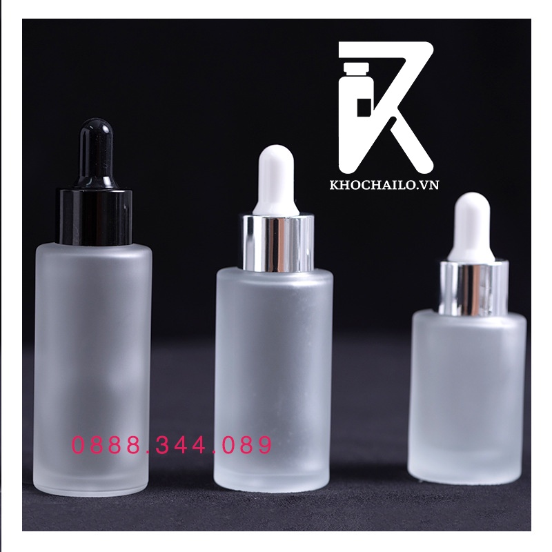 Chai serum thủy tinh mờ vai ngang khoen vàng,khoen bạc,khoen đen,khoen trắng 20ML,30ML,50ML